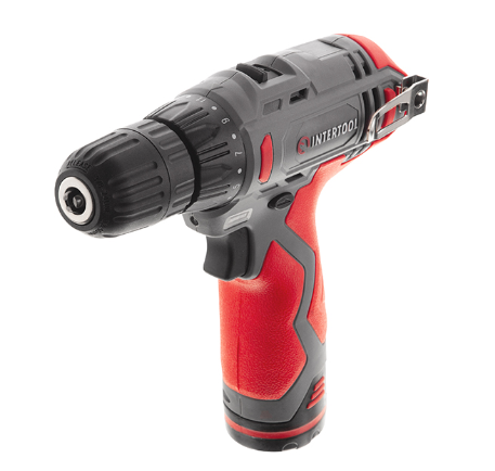 Дриль-шурупокрут акумуляторний INTERTOOL DT-0310 12 В, 30 Nm, 0-350/0-1300 об/хв., 0.8-10 мм, 1.5 Аг